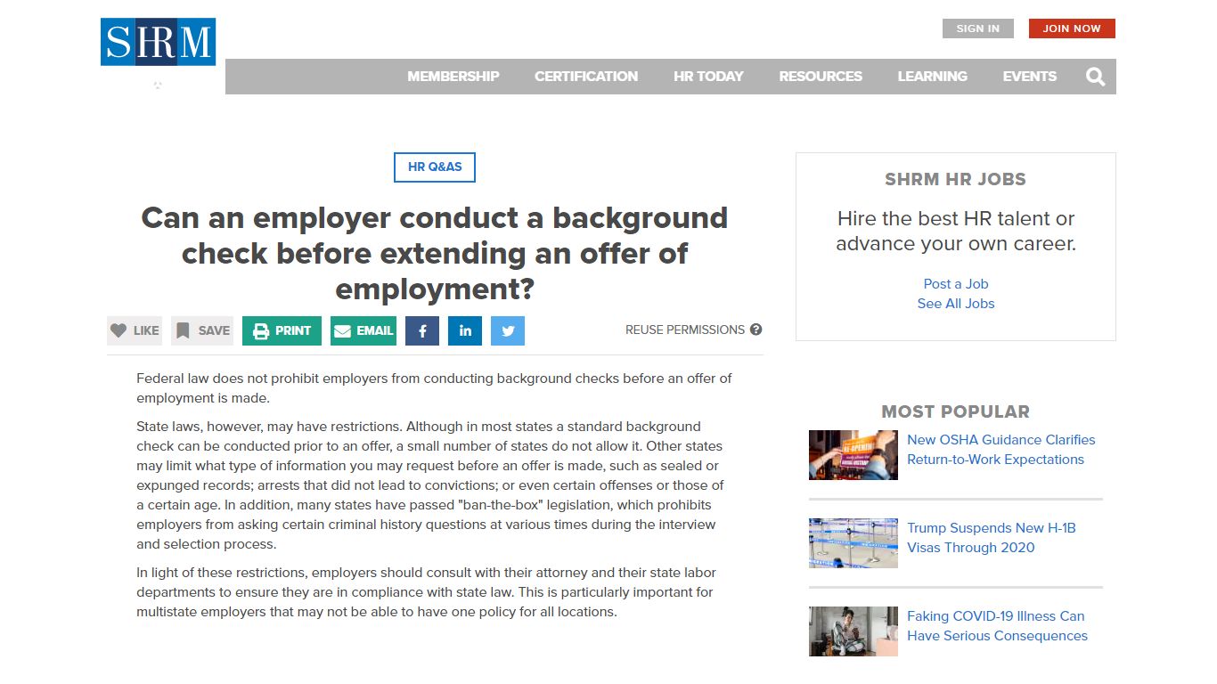 Can an employer conduct a background check before extending an ... - SHRM
